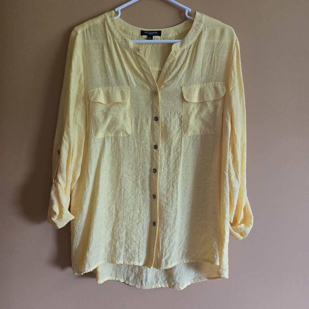 Notations Buttoned Blouse PTP=20"